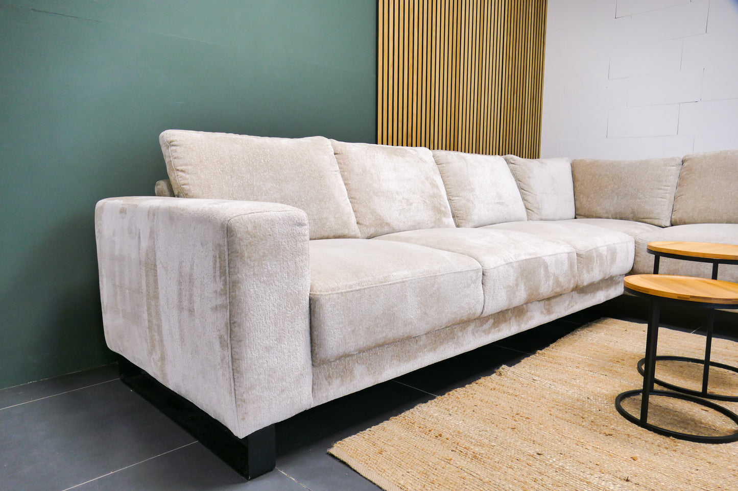 Refurbished Moderne Hoekbank Beige Bouclé