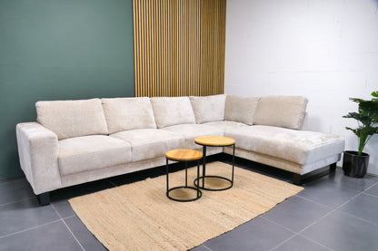 Refurbished Moderne Hoekbank Beige Bouclé