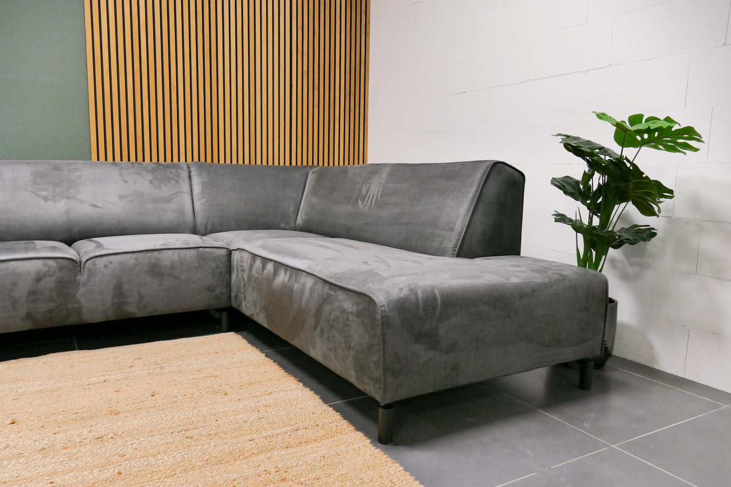 Refurbished Kleine Hoekbank Antraciet Microvezel