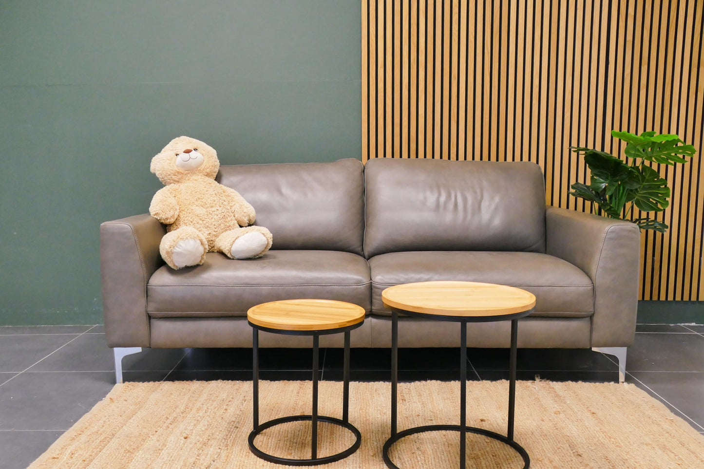 Refurbished 3 zits BAENKS Leder Taupe