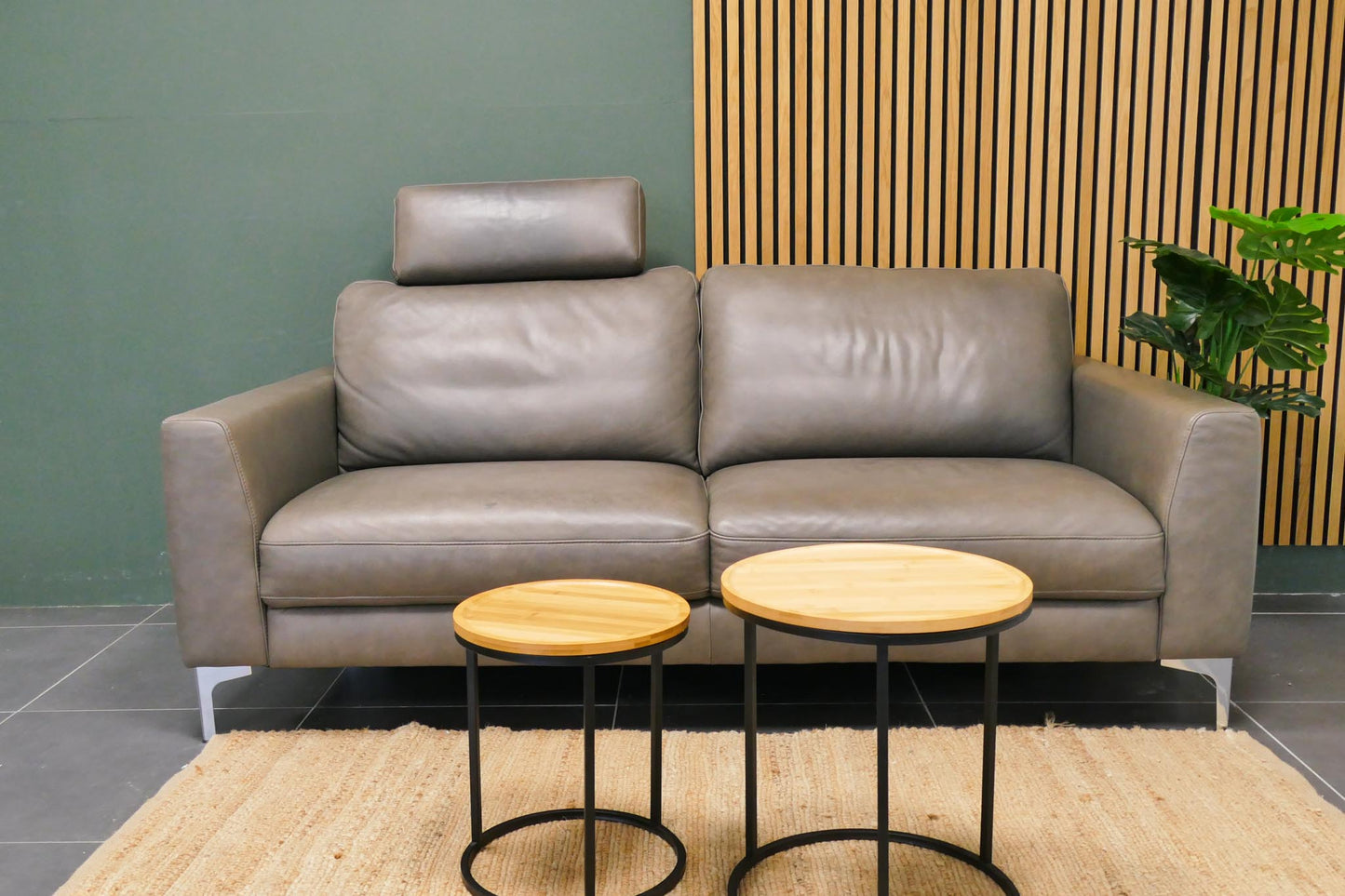 Refurbished 3 zits BAENKS Leder Taupe