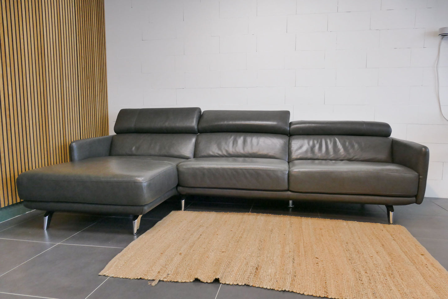 Refurbished InHouse Lounge Bank Antraciet Leder