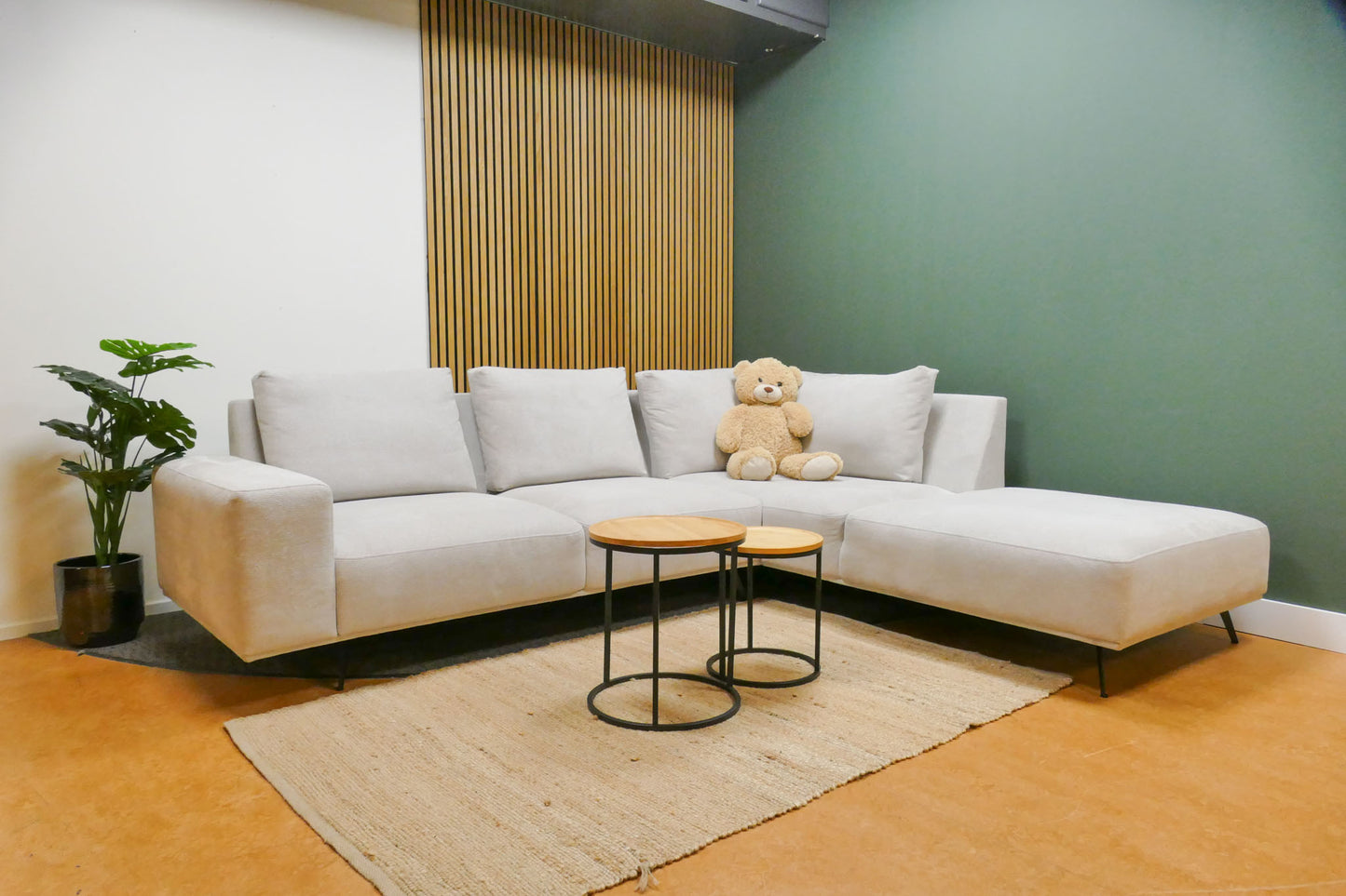 Refurbished Moderne Hoekbank Beige/Wit