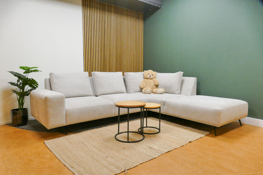 Refurbished Moderne Hoekbank Beige/Wit