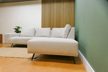 Refurbished Moderne Hoekbank Beige/Wit