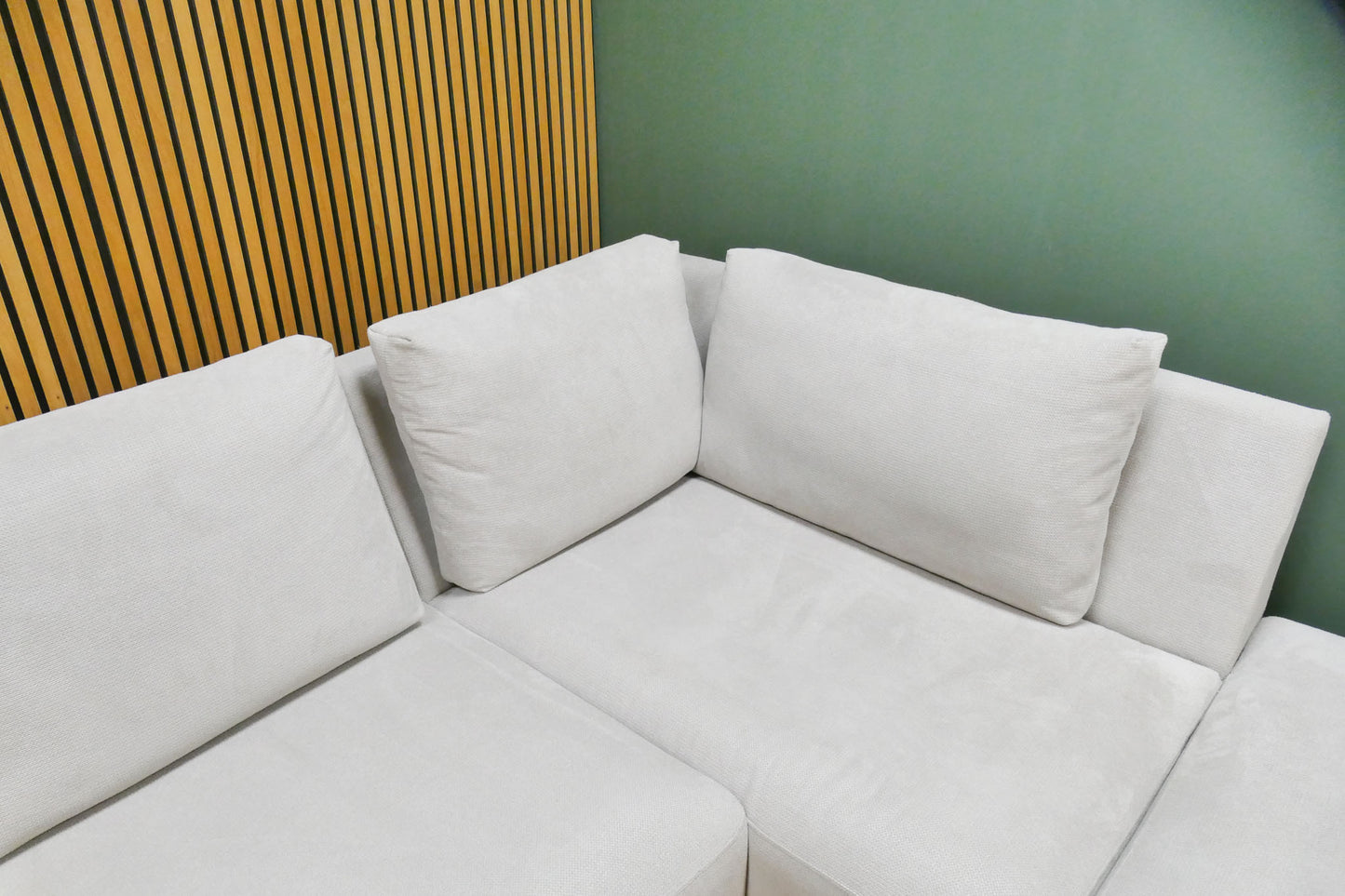 Refurbished Moderne Hoekbank Beige/Wit