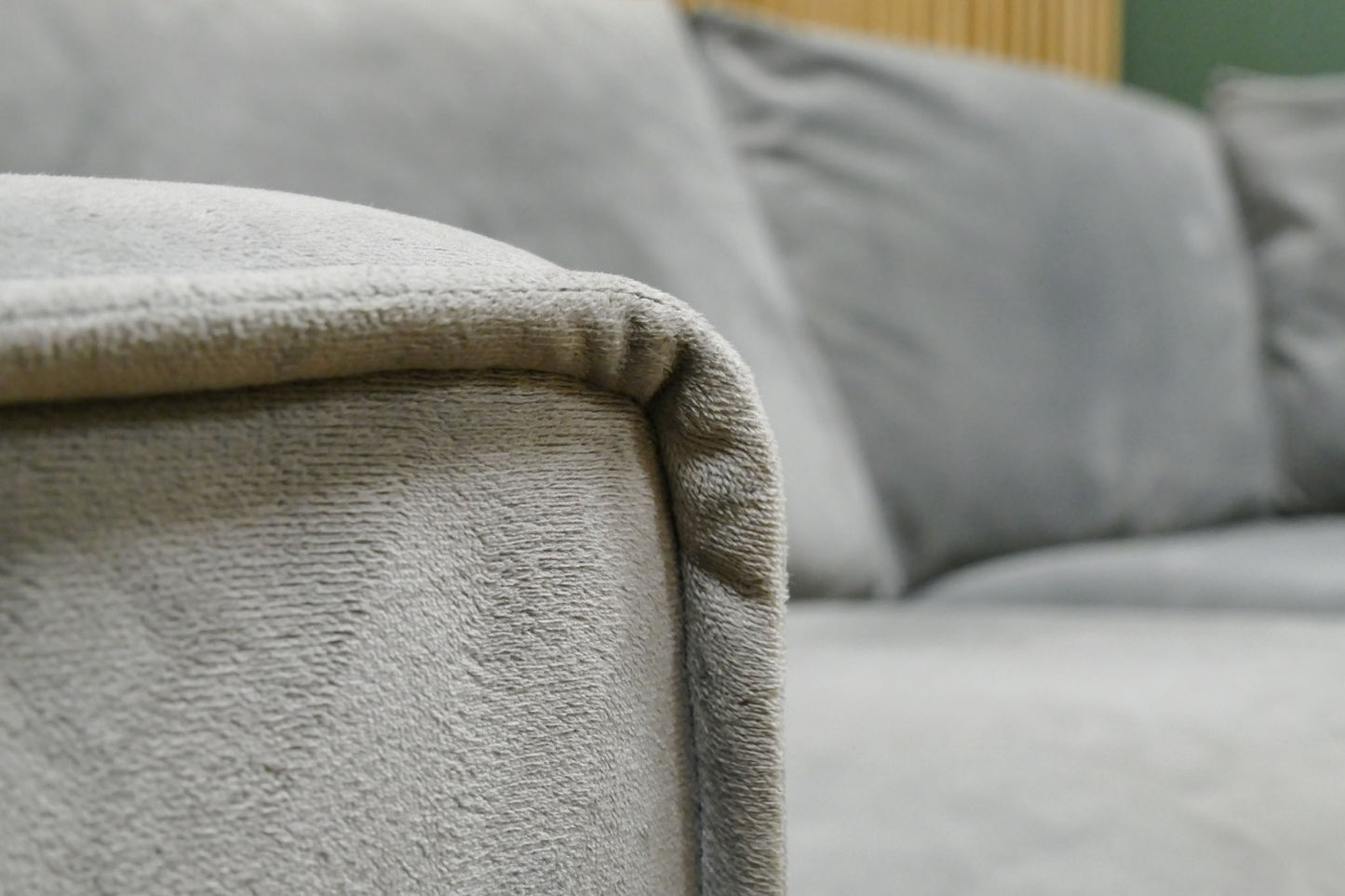 Refrubished hoekbank DFS Velvet Blauw/Grijs