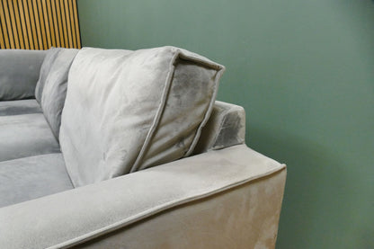 Refrubished hoekbank DFS Velvet Blauw/Grijs