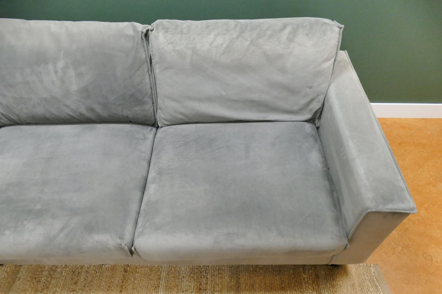 Refrubished hoekbank DFS Velvet Blauw/Grijs