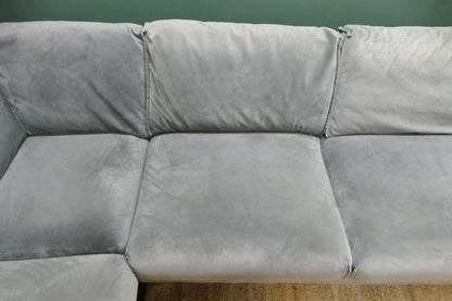 Refrubished hoekbank DFS Velvet Blauw/Grijs