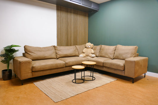 Refurbished Urban Sofa Hoekbank Camel Bruin