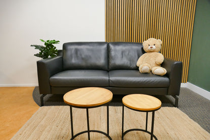 Refurbished 2,5-zits Montel Montelex Zwart Leer