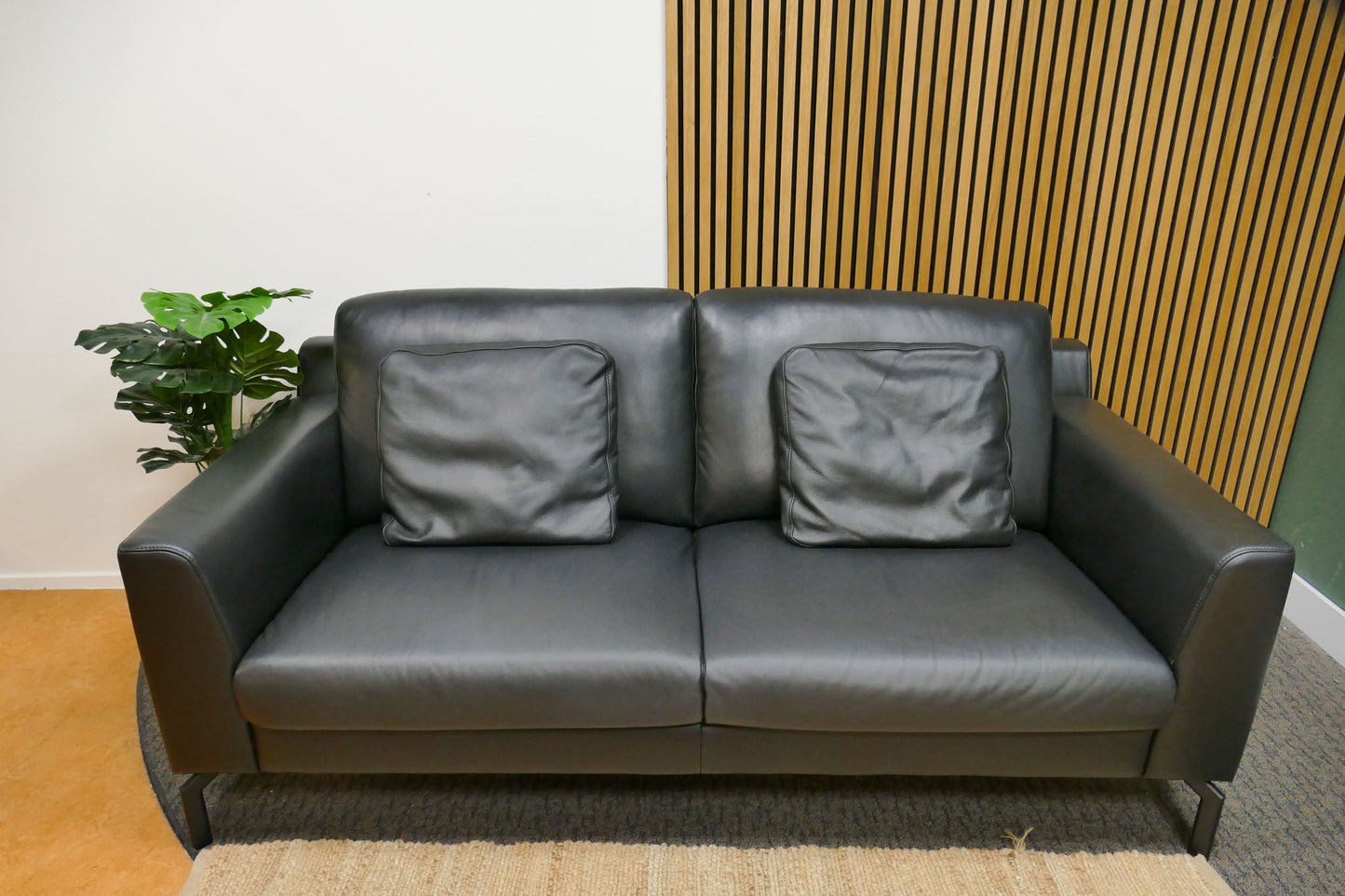 Refurbished 2,5-zits Montel Montelex Zwart Leer