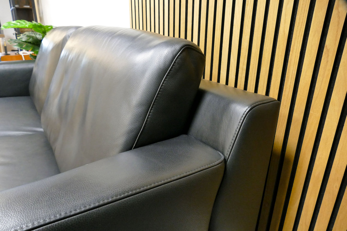 Refurbished 2,5-zits Montel Montelex Zwart Leer