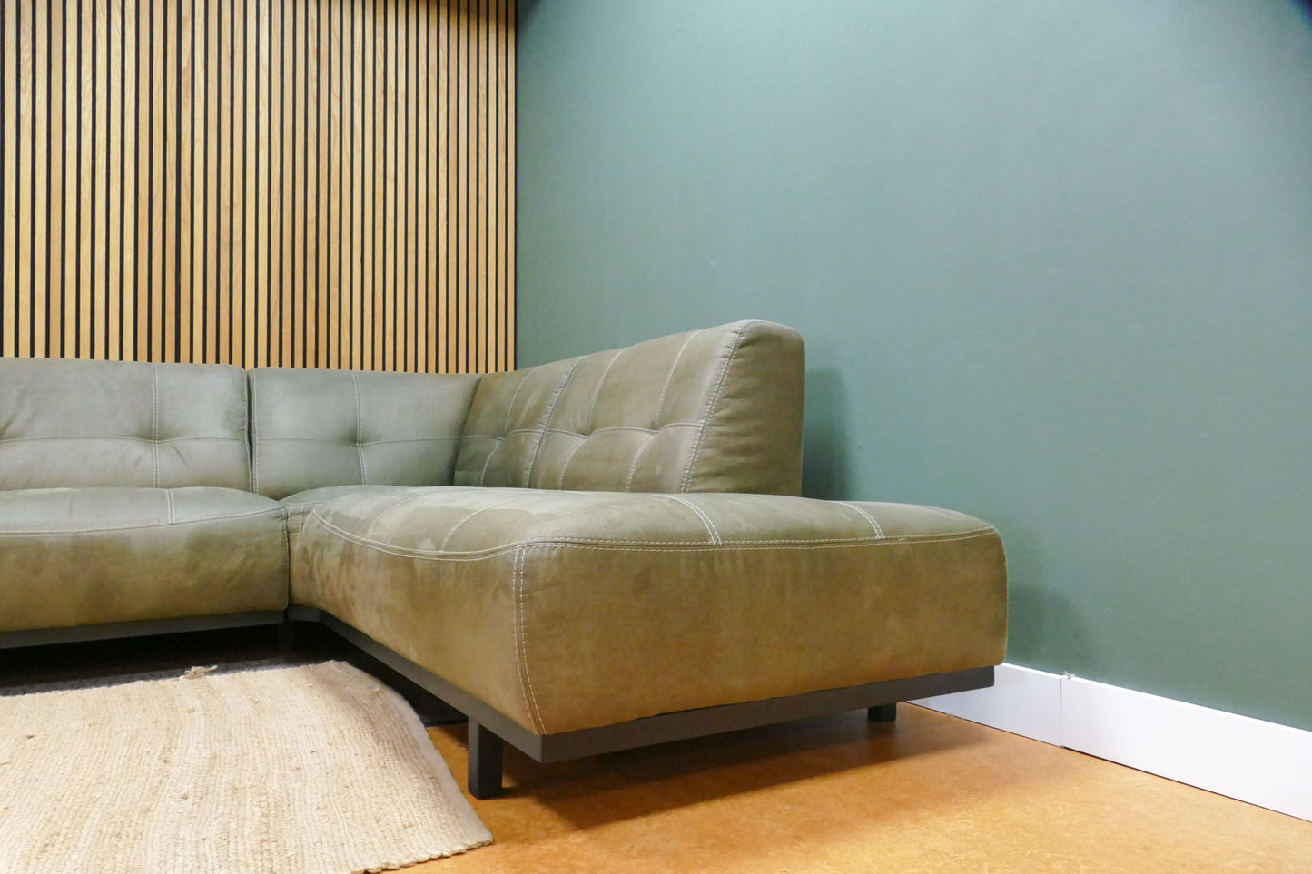 Refurbished Robuuste Hoekbank Microvezel Groen