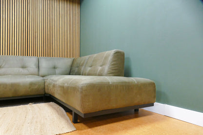 Refurbished Robuuste Hoekbank Microvezel Groen