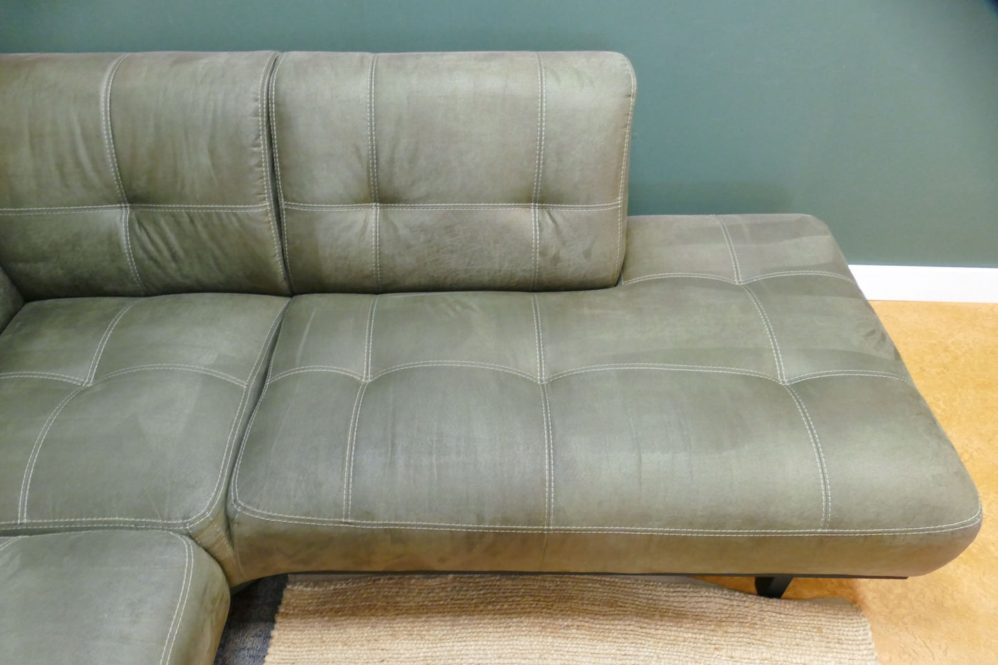 Refurbished Robuuste Hoekbank Microvezel Groen