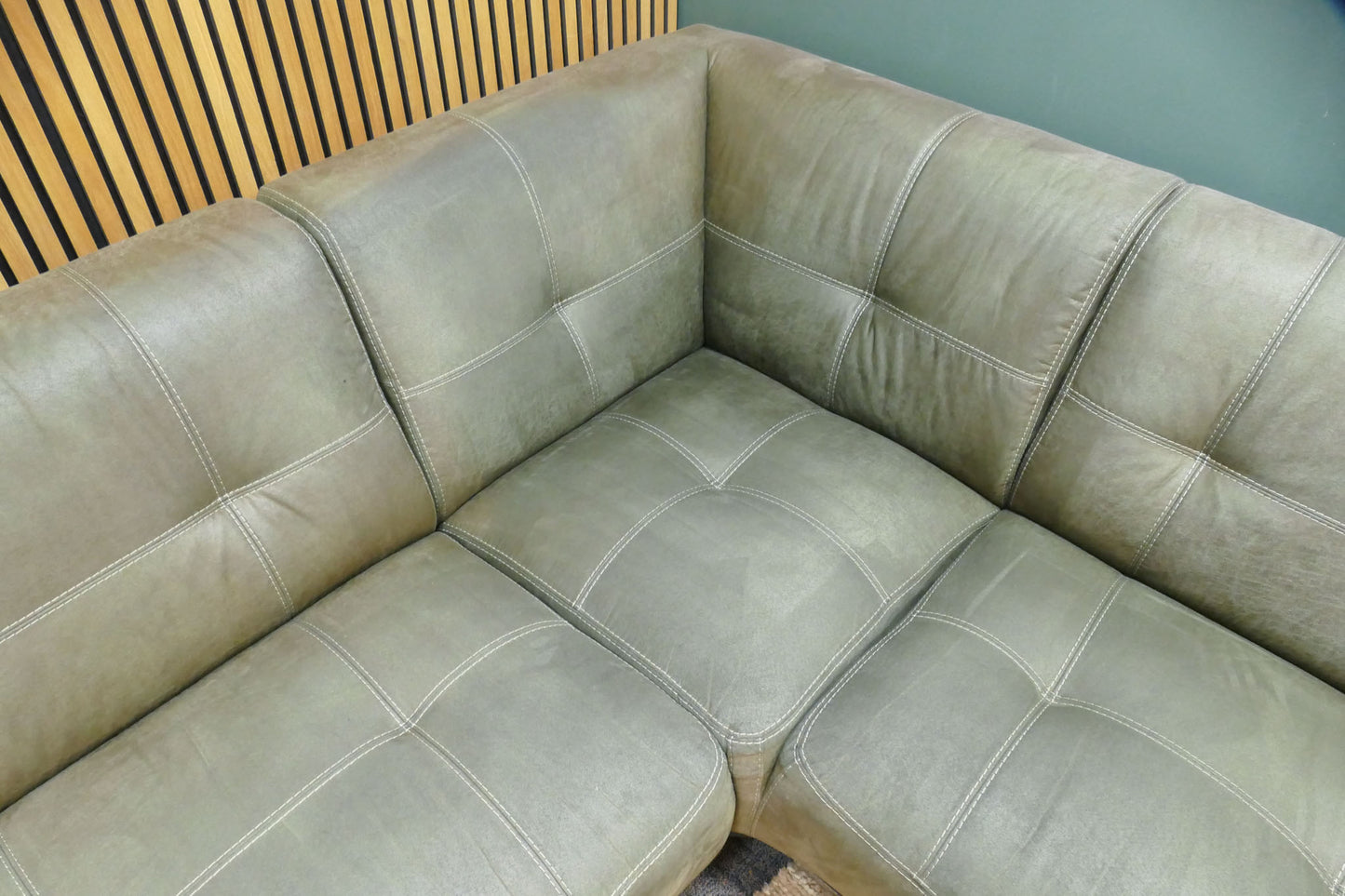 Refurbished Robuuste Hoekbank Microvezel Groen