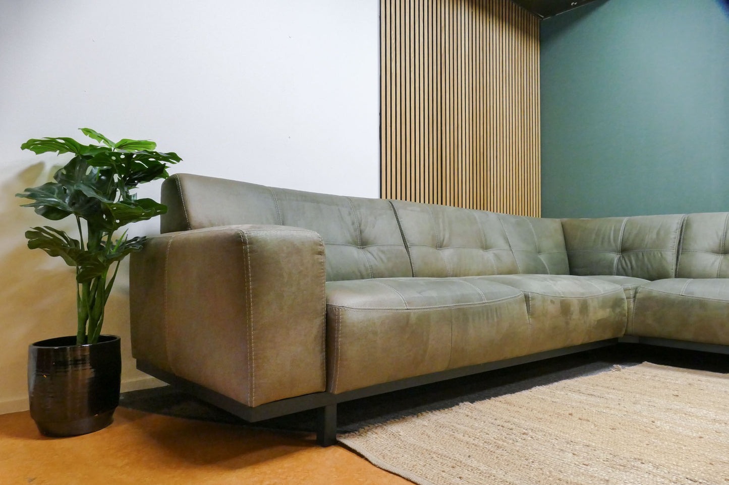 Refurbished Robuuste Hoekbank Microvezel Groen