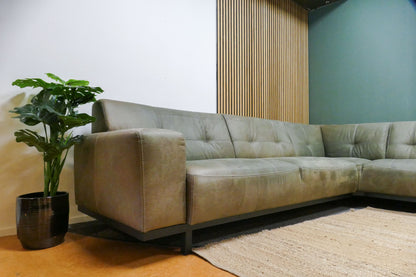 Refurbished Robuuste Hoekbank Microvezel Groen