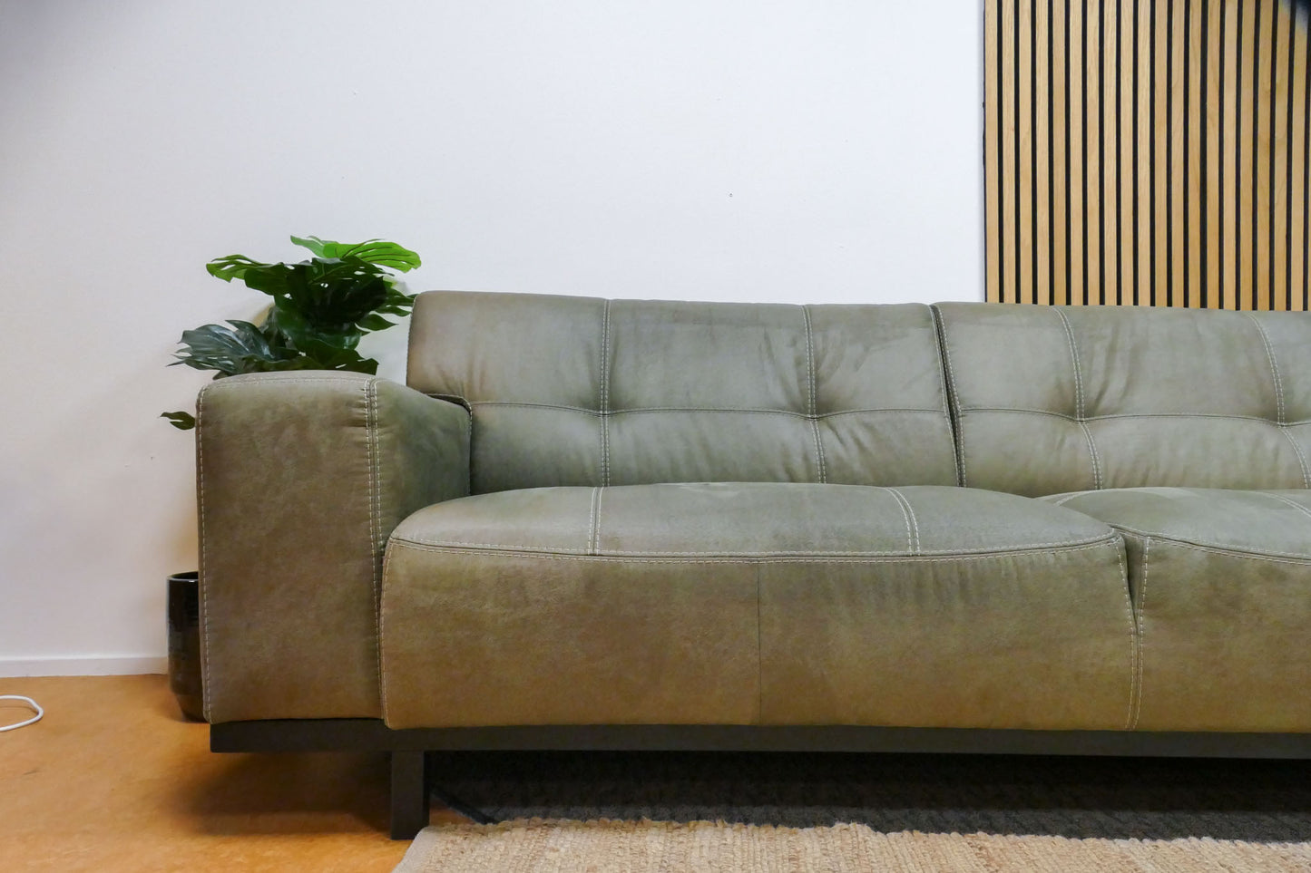 Refurbished Robuuste Hoekbank Microvezel Groen