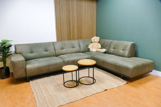 Refurbished Robuuste Hoekbank Microvezel Groen