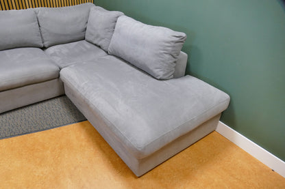 Refurbished Grote Loungebank + Hocker Grijs