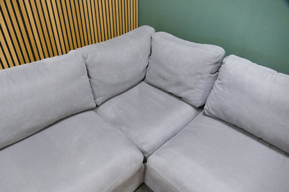 Refurbished Grote Loungebank + Hocker Grijs