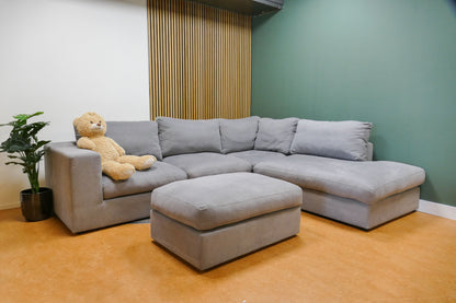 Refurbished Grote Loungebank + Hocker Grijs