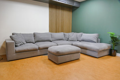 Refurbished Grote Loungebank + Hocker Grijs
