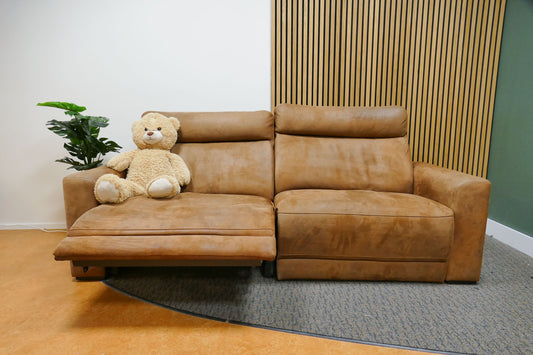 Refurbished 2-zits Bank Electrisch Verstelbaar Microvezel Bruin