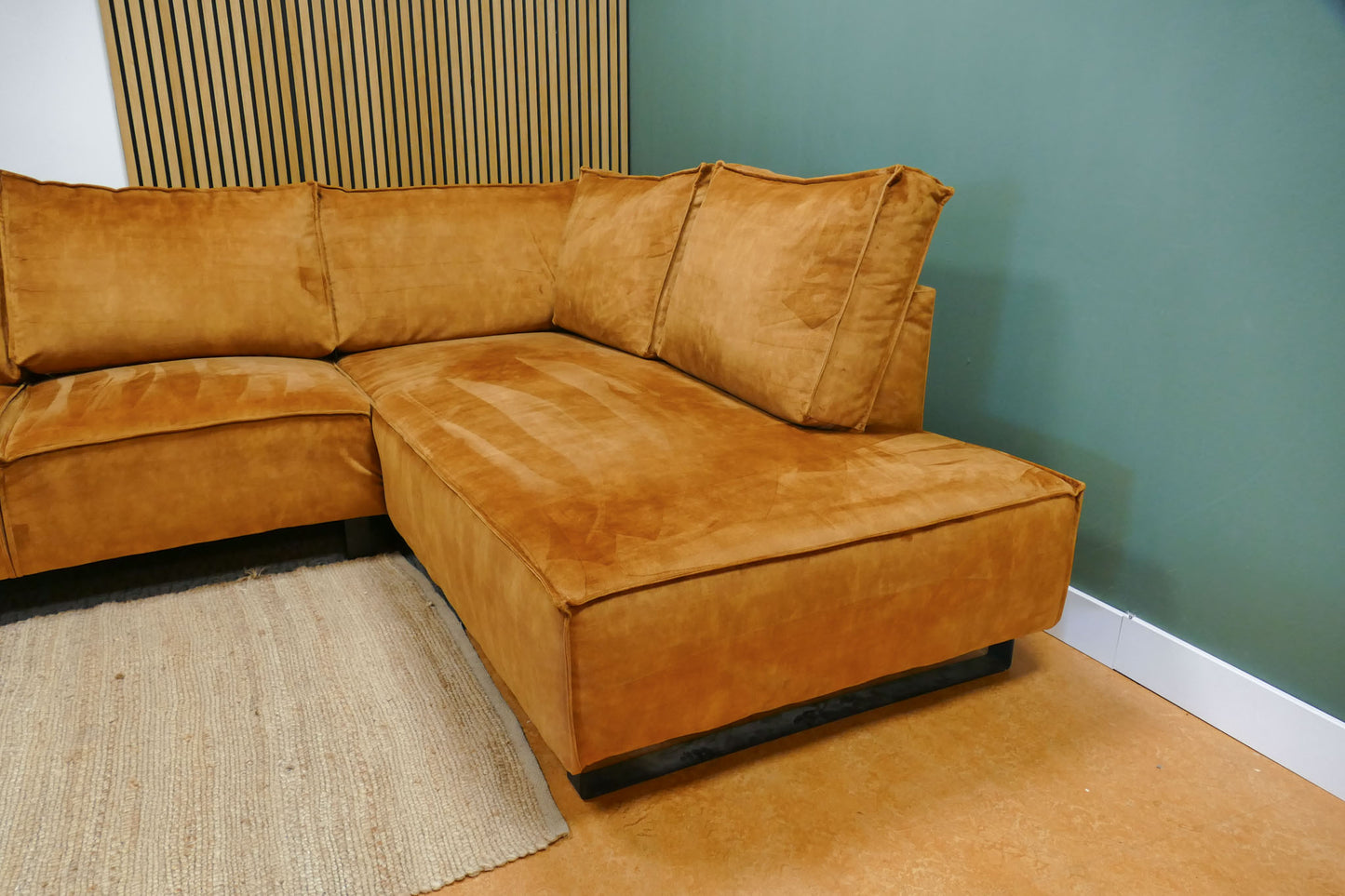 Refurbished Hoekbank Velvet Oranje/Goud