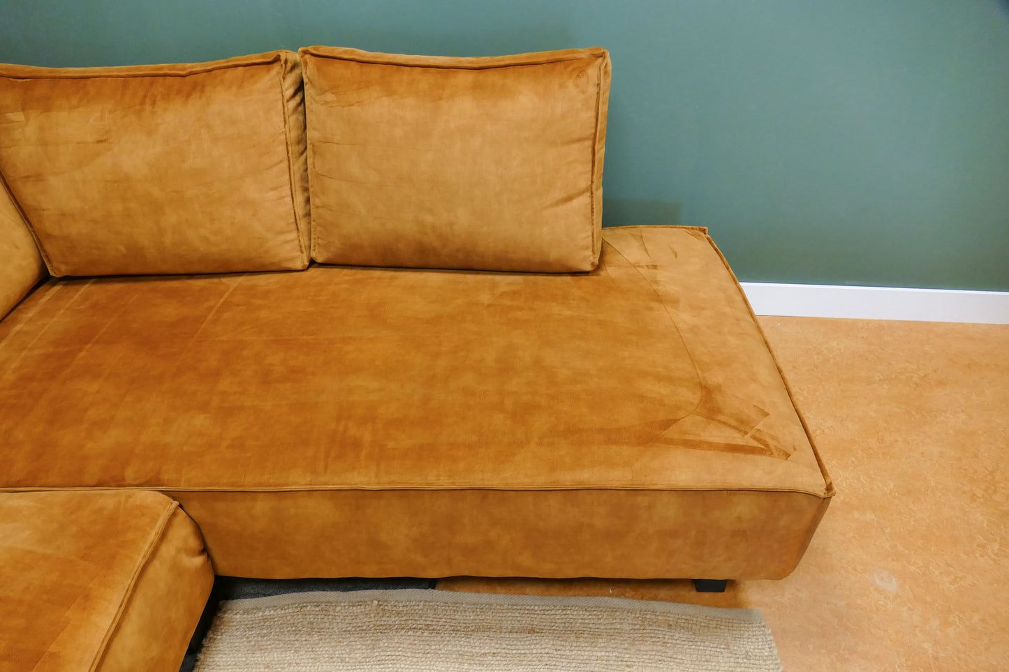 Refurbished Hoekbank Velvet Oranje/Goud