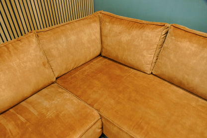Refurbished Hoekbank Velvet Oranje/Goud