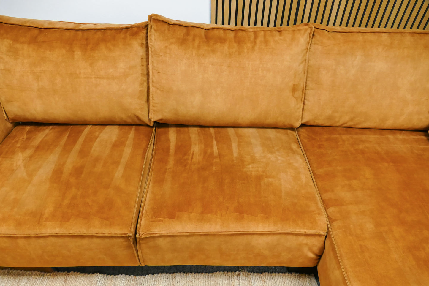 Refurbished Hoekbank Velvet Oranje/Goud