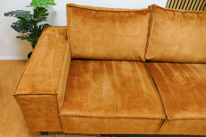 Refurbished Hoekbank Velvet Oranje/Goud