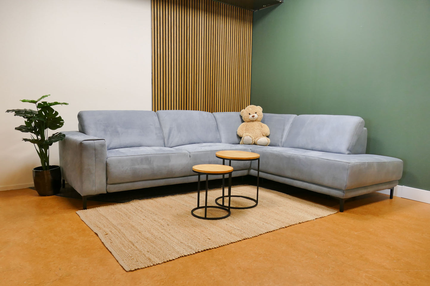 Refurbished Hoekbank Pronto Wonen Microvezel Lichtblauw