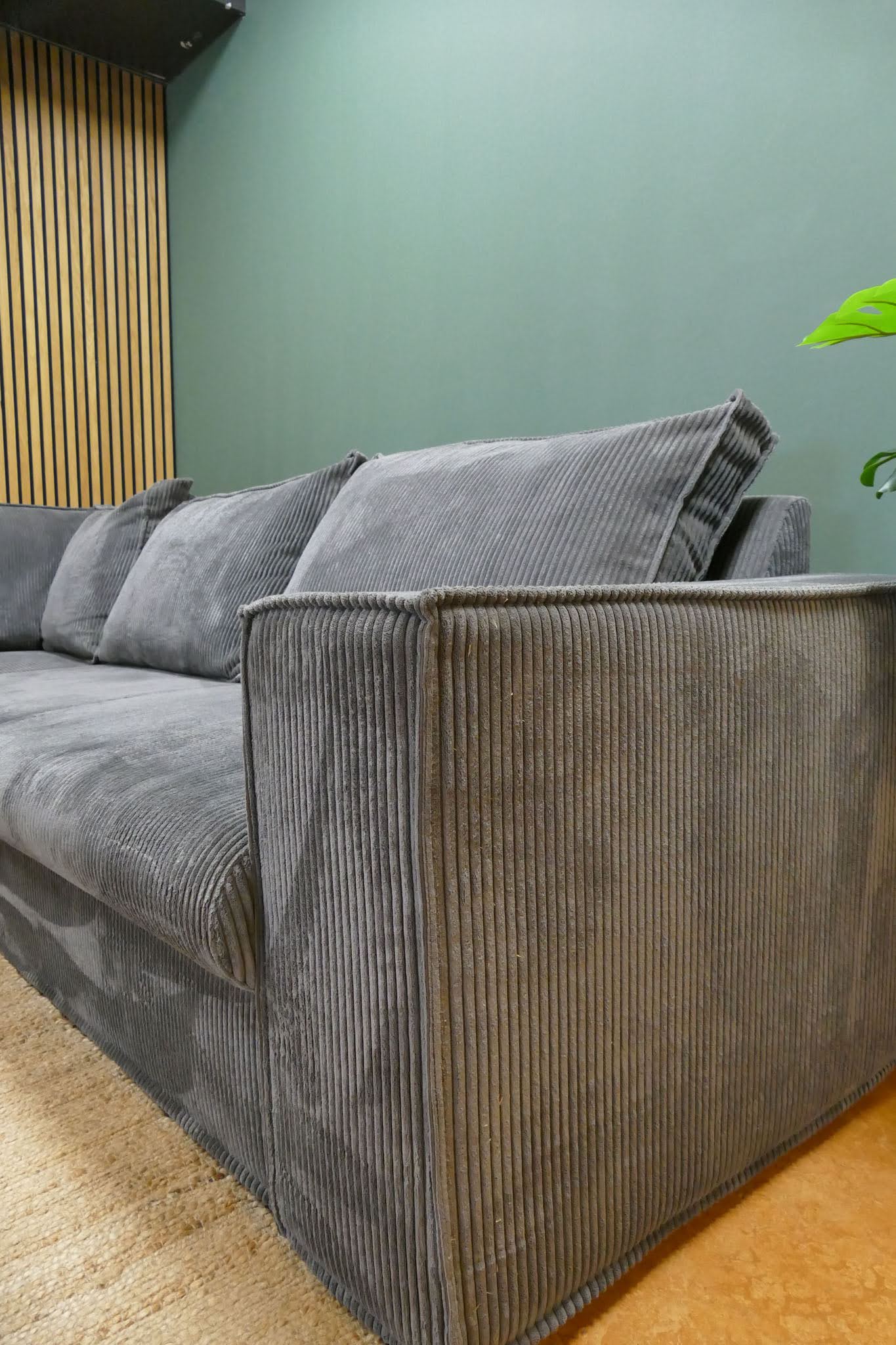 Refurbished Ribstof Hoekbank Grijs