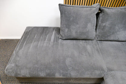 Refurbished Ribstof Hoekbank Grijs