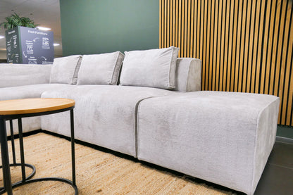 Refurbished Beige Boucle modulaire hoekbank