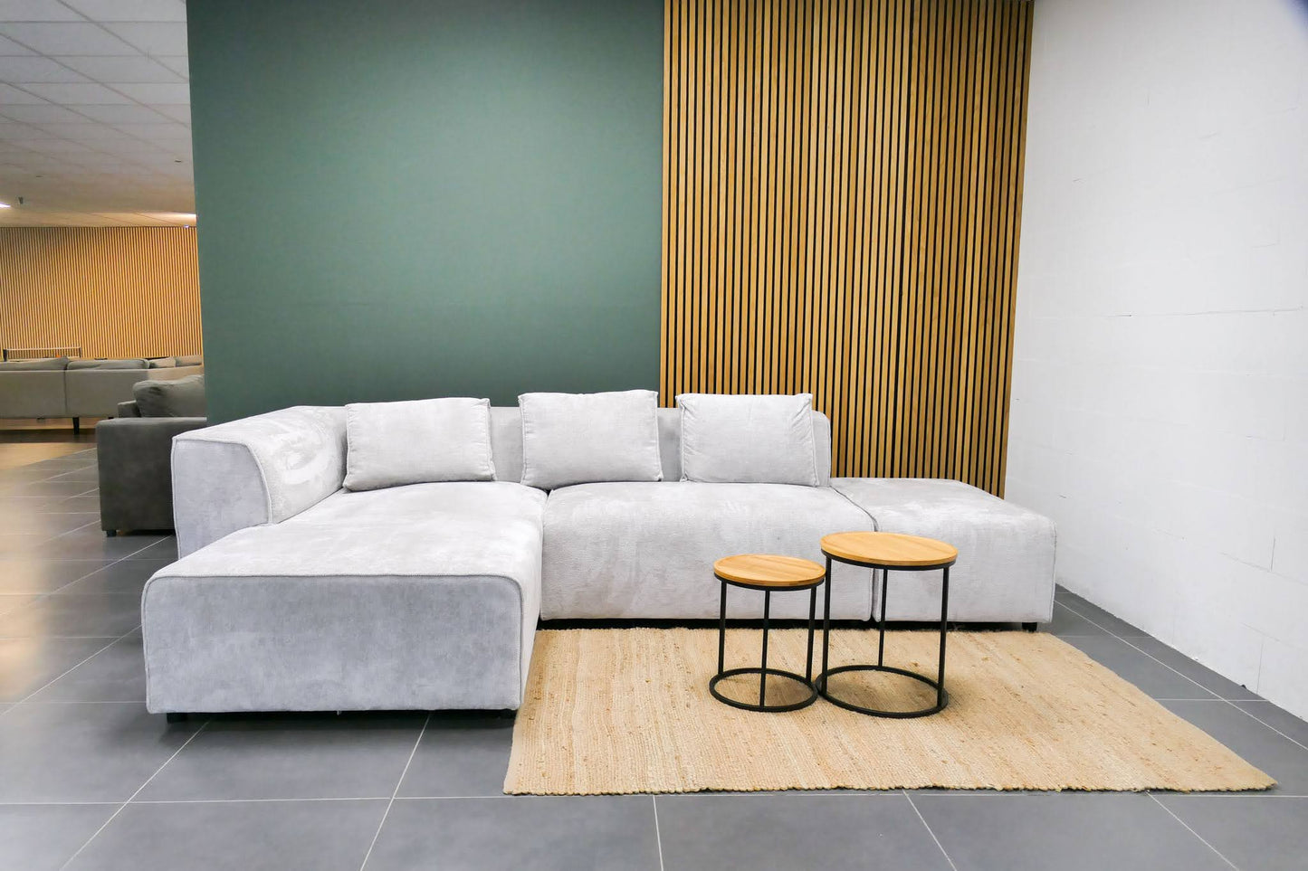 Refurbished Beige Boucle modulaire hoekbank