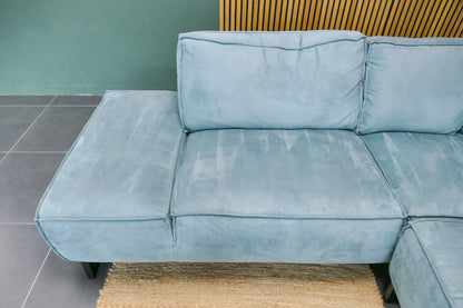 Refurbished Hoekbank Turquoise met Hocker